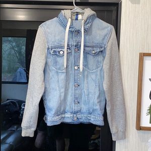 Denim jean jacket with hoodie